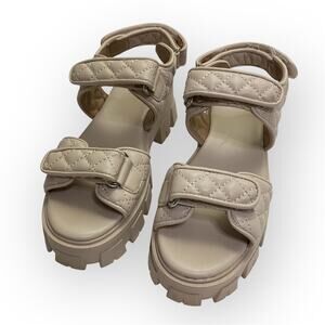 Missguided Quilted Chunky Granded Sandals Women’s US 6 Cream